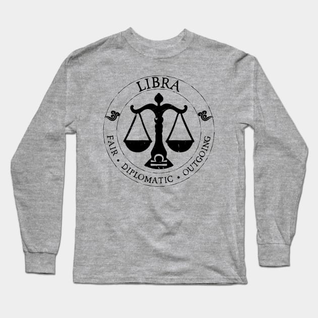 Libra Zodiac Birthday Star Sign Zodiac Gift Long Sleeve T-Shirt by atomguy